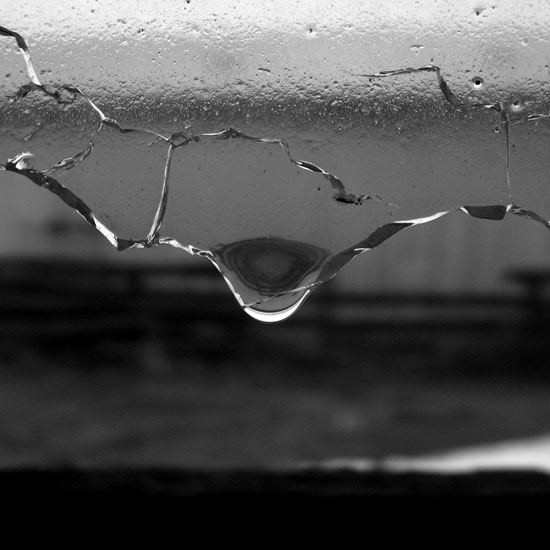 water drop on broken glass